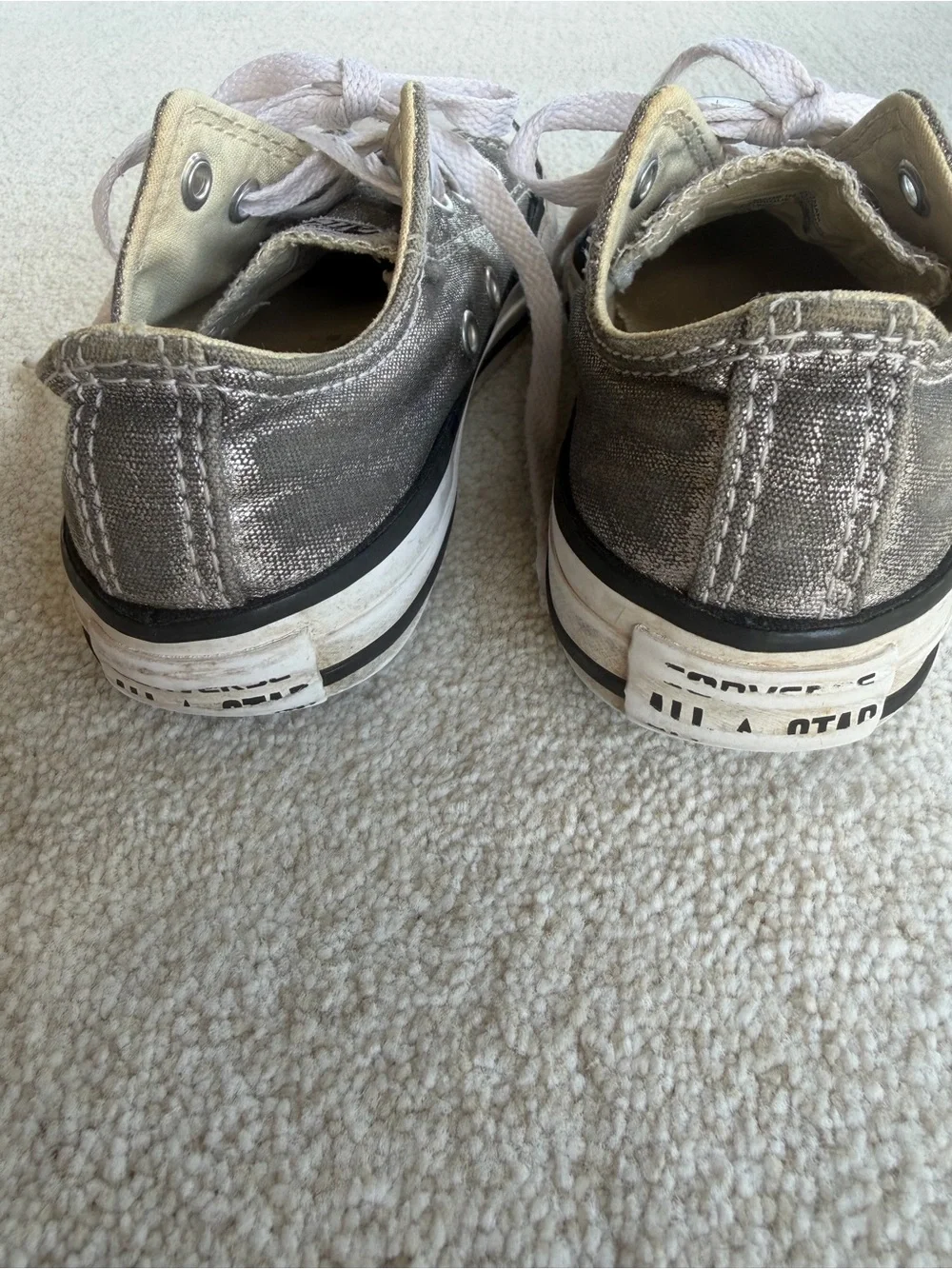 Converse Chuck Taylors Kids Metallic Silver Low Top Sneakers 12.5